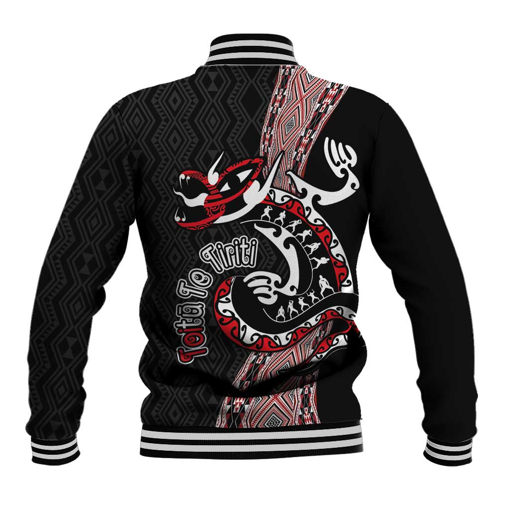 Aotearoa Toitu Te Tiriti Taniko Baseball Jacket Maori Taniwha Haka - Honour the Treaty LT03 - Polynesian Pride