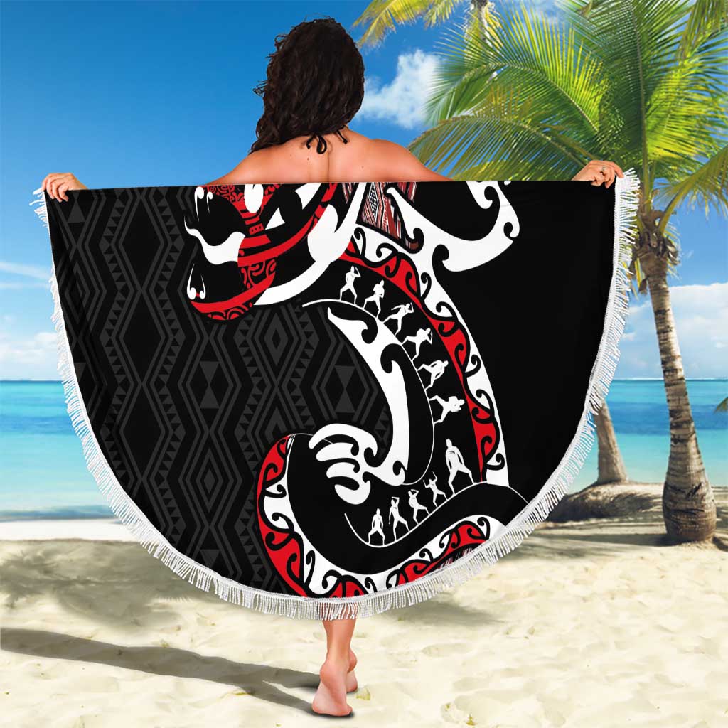 Aotearoa Toitu Te Tiriti Taniko Beach Blanket Maori Taniwha Haka - Honour the Treaty LT03 - Polynesian Pride