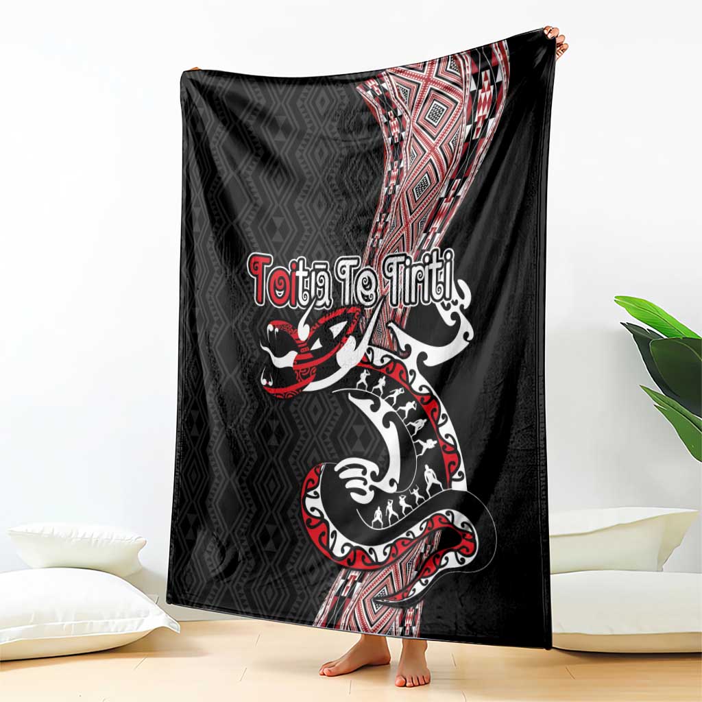 Aotearoa Toitu Te Tiriti Taniko Blanket Maori Taniwha Haka - Honour the Treaty LT03 - Polynesian Pride