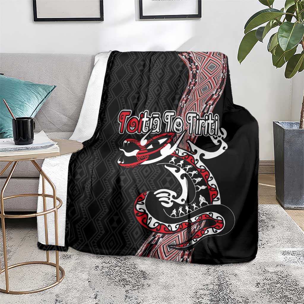Aotearoa Toitu Te Tiriti Taniko Blanket Maori Taniwha Haka - Honour the Treaty LT03 - Polynesian Pride