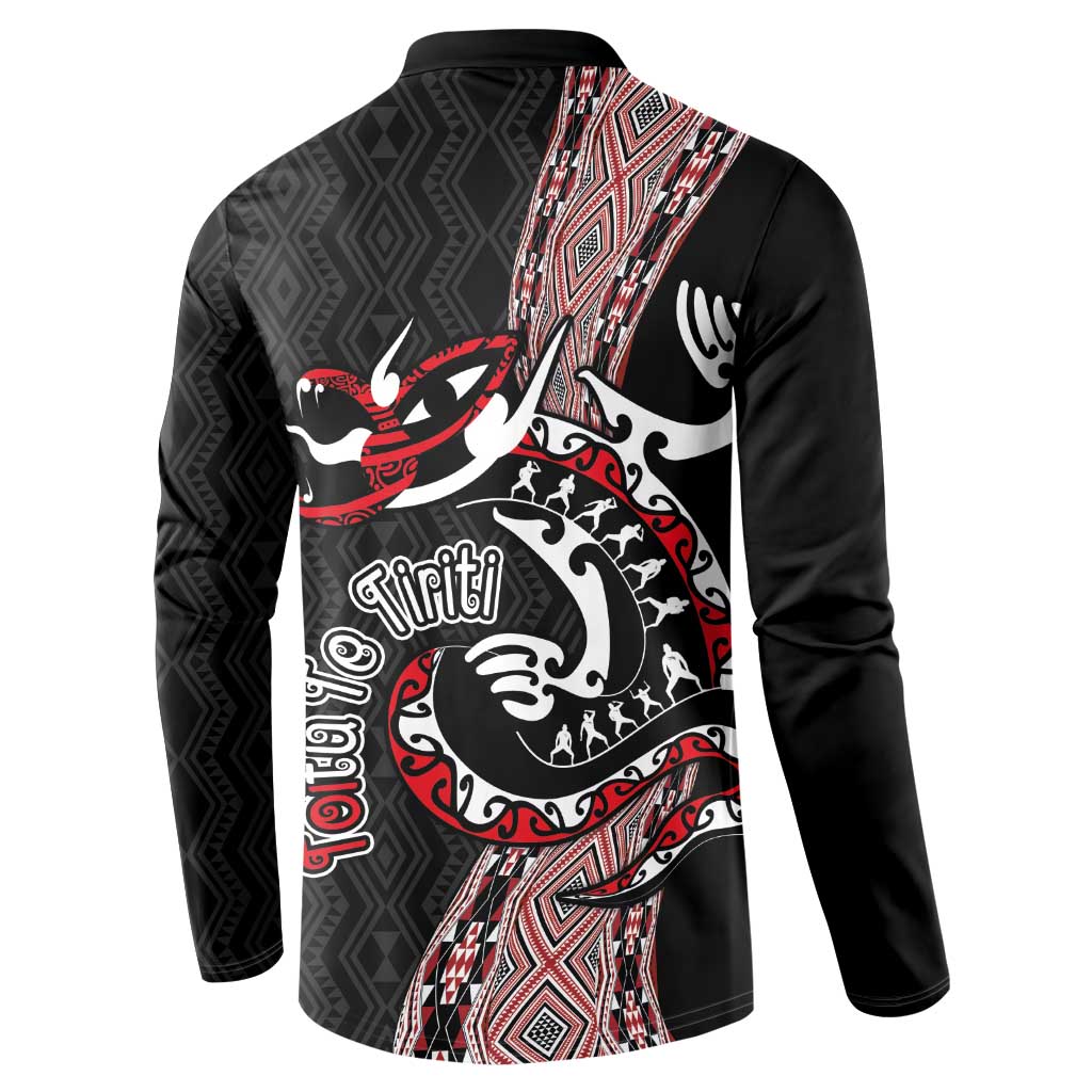 Aotearoa Toitu Te Tiriti Taniko Button Sweatshirt Maori Taniwha Haka - Honour the Treaty LT03 - Polynesian Pride