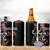 Aotearoa Toitu Te Tiriti Taniko 4 in 1 Can Cooler Tumbler Maori Taniwha Haka - Honour the Treaty LT03 - Polynesian Pride