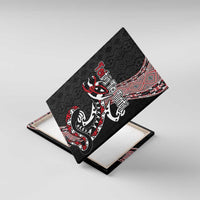 Aotearoa Toitu Te Tiriti Taniko Canvas Wall Art Maori Taniwha Haka - Honour the Treaty LT03 With Frame Black - Polynesian Pride