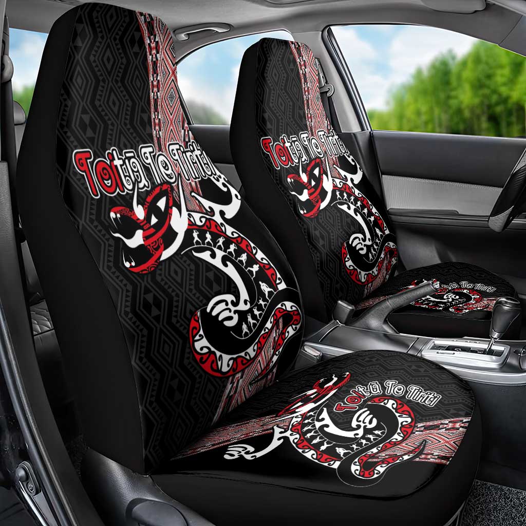 Aotearoa Toitu Te Tiriti Taniko Car Seat Cover Maori Taniwha Haka - Honour the Treaty LT03 - Polynesian Pride