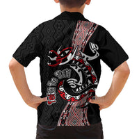 Aotearoa Toitu Te Tiriti Taniko Family Matching Long Sleeve Bodycon Dress and Hawaiian Shirt Maori Taniwha Haka - Honour the Treaty LT03 - Polynesian Pride