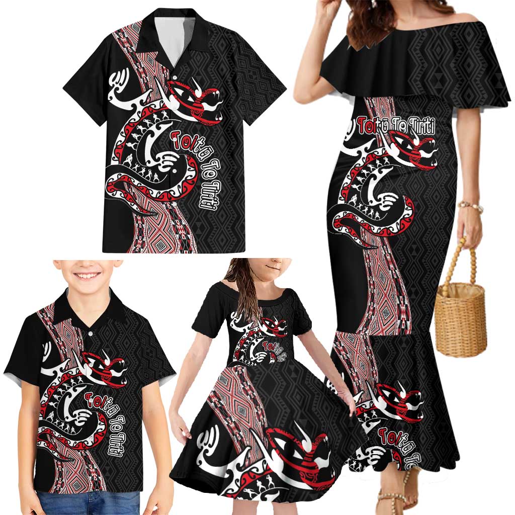 Aotearoa Toitu Te Tiriti Taniko Family Matching Mermaid Dress and Hawaiian Shirt Maori Taniwha Haka - Honour the Treaty LT03 - Polynesian Pride
