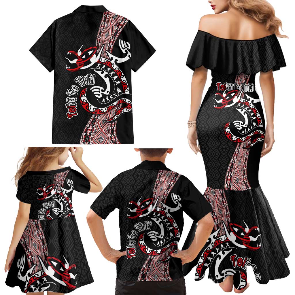 Aotearoa Toitu Te Tiriti Taniko Family Matching Mermaid Dress and Hawaiian Shirt Maori Taniwha Haka - Honour the Treaty LT03 - Polynesian Pride