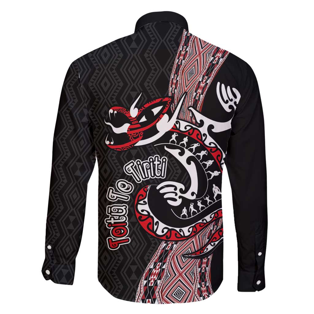 Aotearoa Toitu Te Tiriti Taniko Family Matching Off Shoulder Maxi Dress and Hawaiian Shirt Maori Taniwha Haka - Honour the Treaty LT03 - Polynesian Pride
