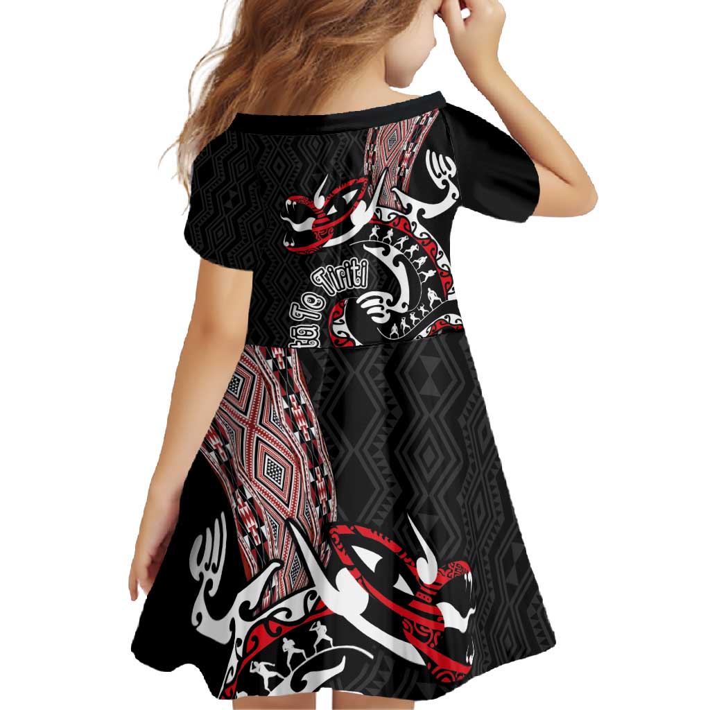 Aotearoa Toitu Te Tiriti Taniko Family Matching Tank Maxi Dress and Hawaiian Shirt Maori Taniwha Haka - Honour the Treaty LT03 - Polynesian Pride