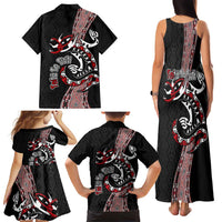 Aotearoa Toitu Te Tiriti Taniko Family Matching Tank Maxi Dress and Hawaiian Shirt Maori Taniwha Haka - Honour the Treaty LT03 - Polynesian Pride