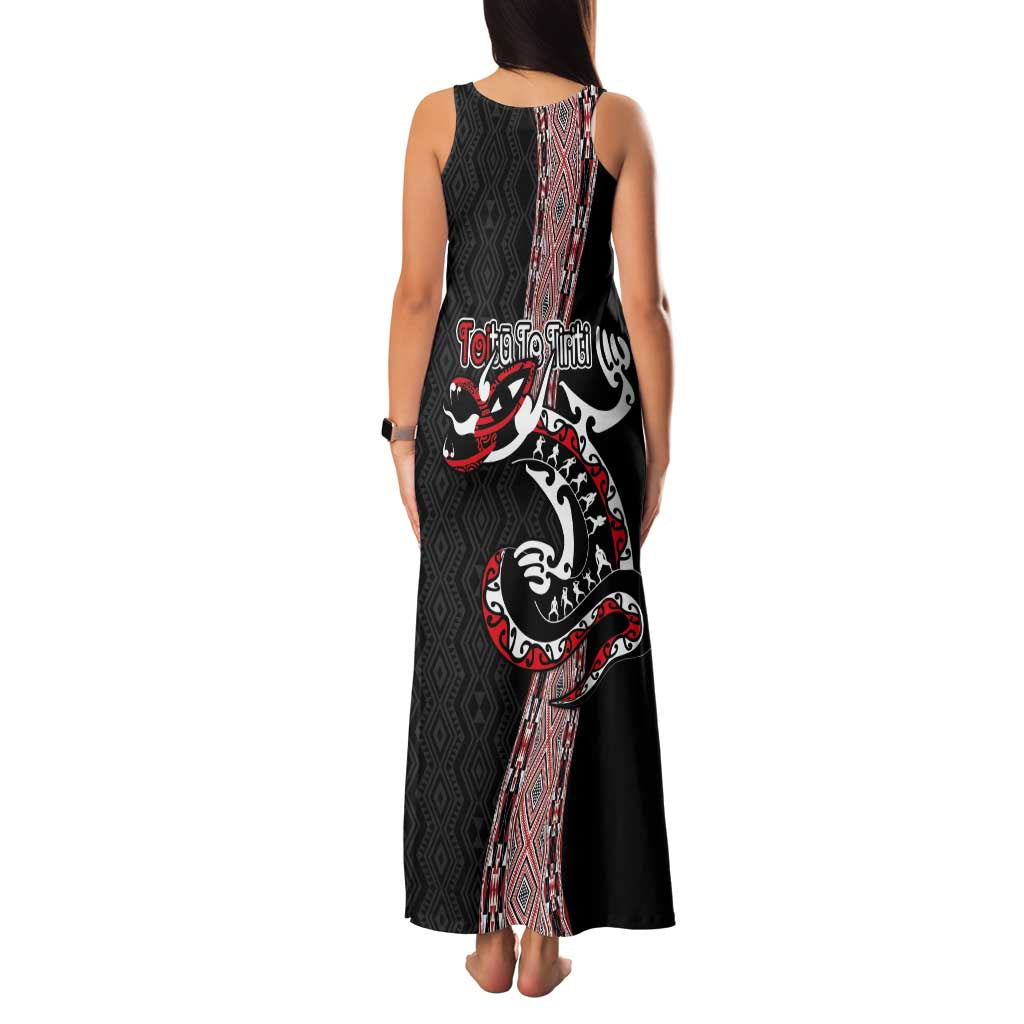 Aotearoa Toitu Te Tiriti Taniko Family Matching Tank Maxi Dress and Hawaiian Shirt Maori Taniwha Haka - Honour the Treaty LT03 - Polynesian Pride