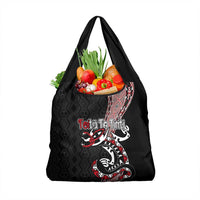 Aotearoa Toitu Te Tiriti Taniko Grocery Bag Maori Taniwha Haka - Honour the Treaty LT03 1-pack One Size Black - Polynesian Pride