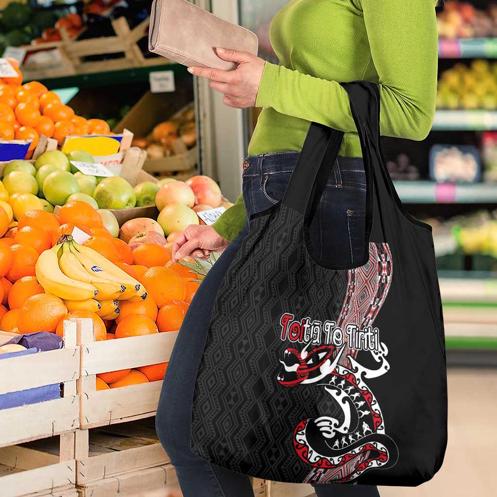 Aotearoa Toitu Te Tiriti Taniko Grocery Bag Maori Taniwha Haka - Honour the Treaty LT03 - Polynesian Pride