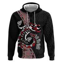 Aotearoa Toitu Te Tiriti Taniko Hoodie Maori Taniwha Haka - Honour the Treaty LT03 Pullover Hoodie Black - Polynesian Pride