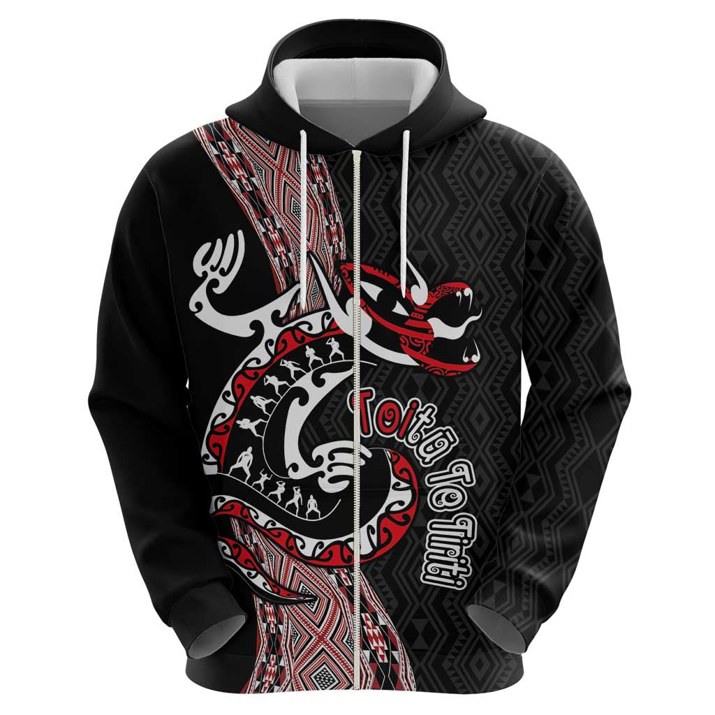 Aotearoa Toitu Te Tiriti Taniko Hoodie Maori Taniwha Haka - Honour the Treaty LT03 - Polynesian Pride