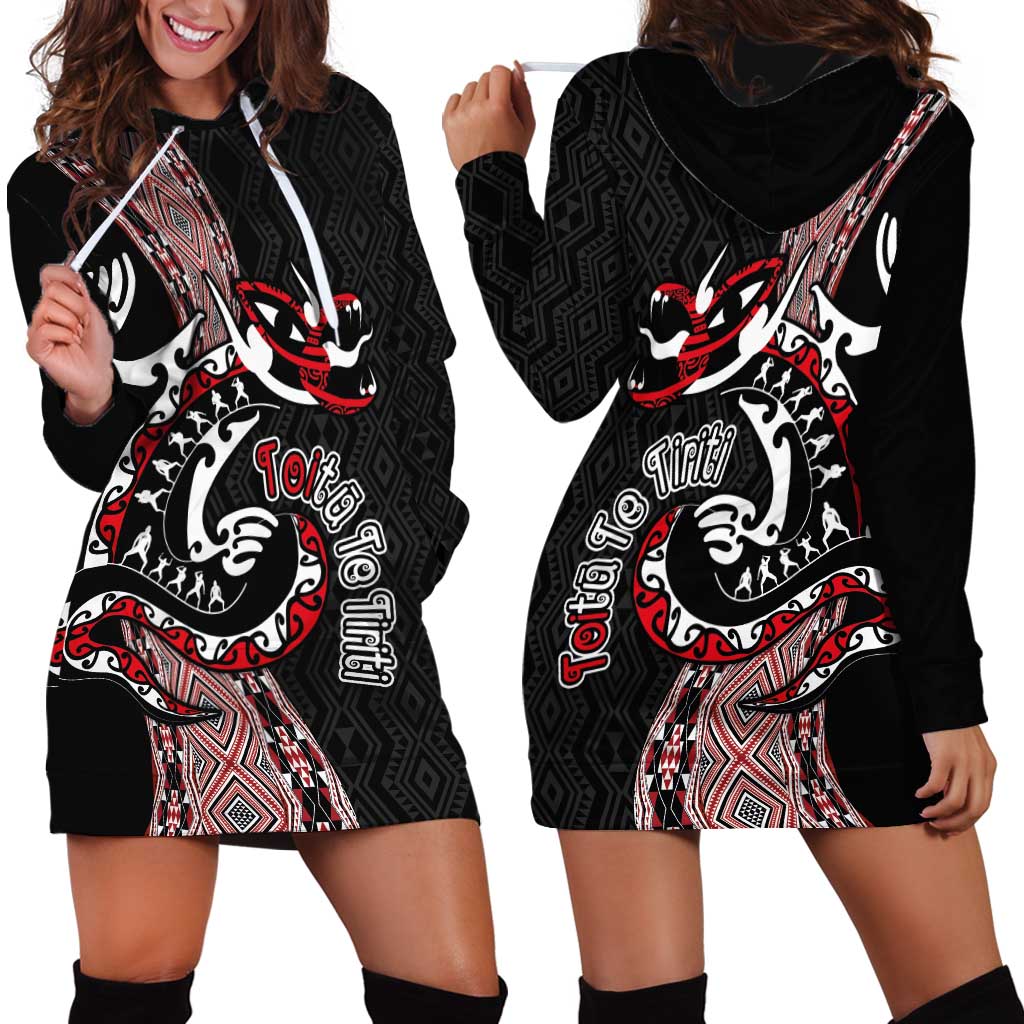 Aotearoa Toitu Te Tiriti Taniko Hoodie Dress Maori Taniwha Haka - Honour the Treaty LT03 - Polynesian Pride
