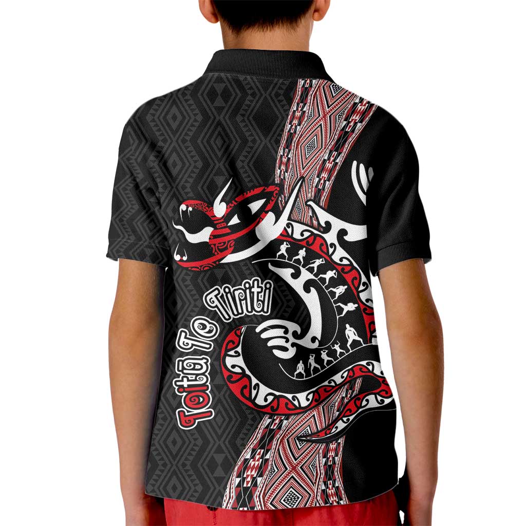 Aotearoa Toitu Te Tiriti Taniko Kid Polo Shirt Maori Taniwha Haka - Honour the Treaty LT03 - Polynesian Pride