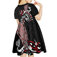 Aotearoa Toitu Te Tiriti Taniko Kid Short Sleeve Dress Maori Taniwha Haka - Honour the Treaty LT03 - Polynesian Pride