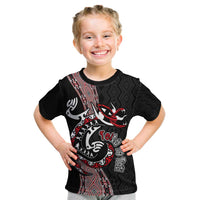 Aotearoa Toitu Te Tiriti Taniko Kid T Shirt Maori Taniwha Haka - Honour the Treaty LT03 Black - Polynesian Pride