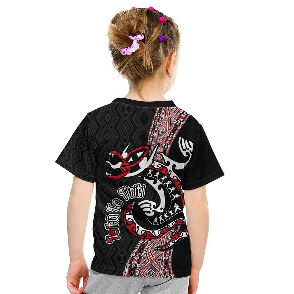 Aotearoa Toitu Te Tiriti Taniko Kid T Shirt Maori Taniwha Haka - Honour the Treaty LT03 - Polynesian Pride