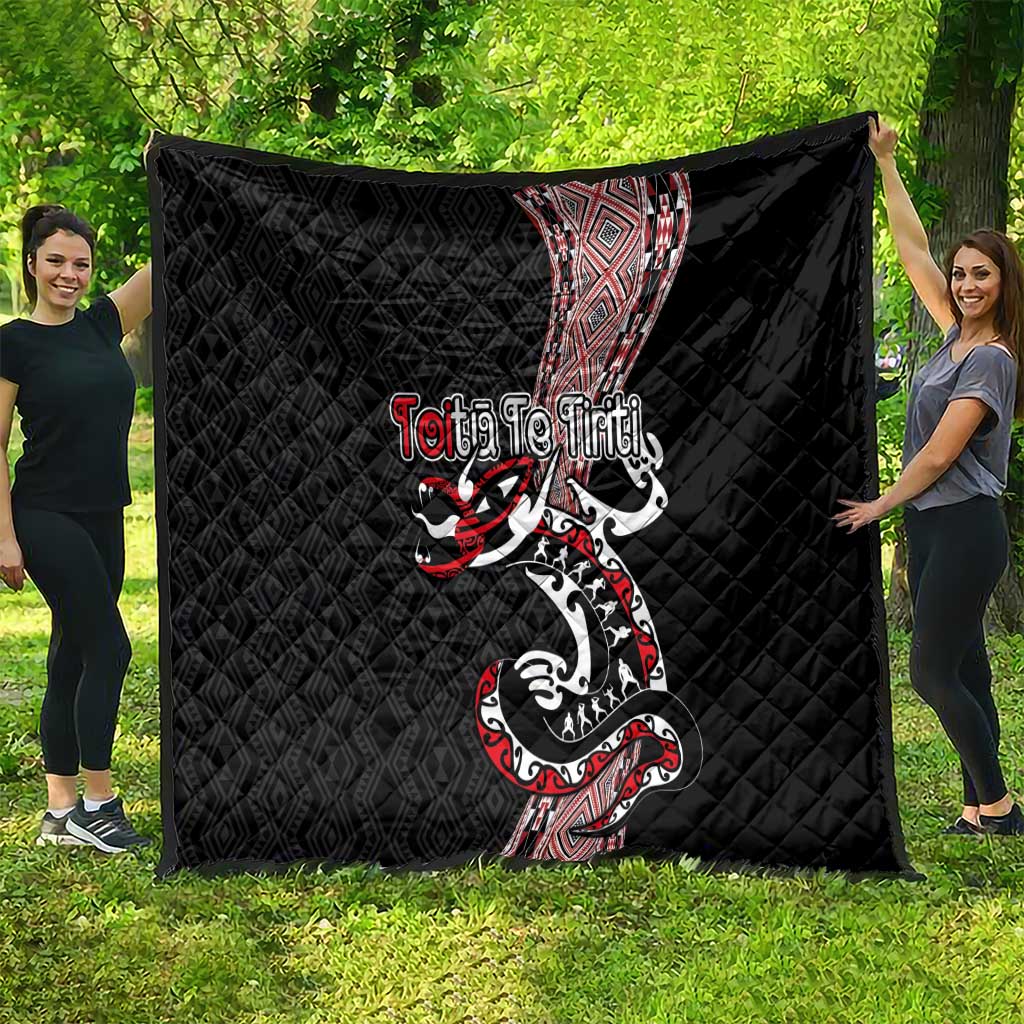 Aotearoa Toitu Te Tiriti Taniko Quilt Maori Taniwha Haka - Honour the Treaty LT03 - Polynesian Pride
