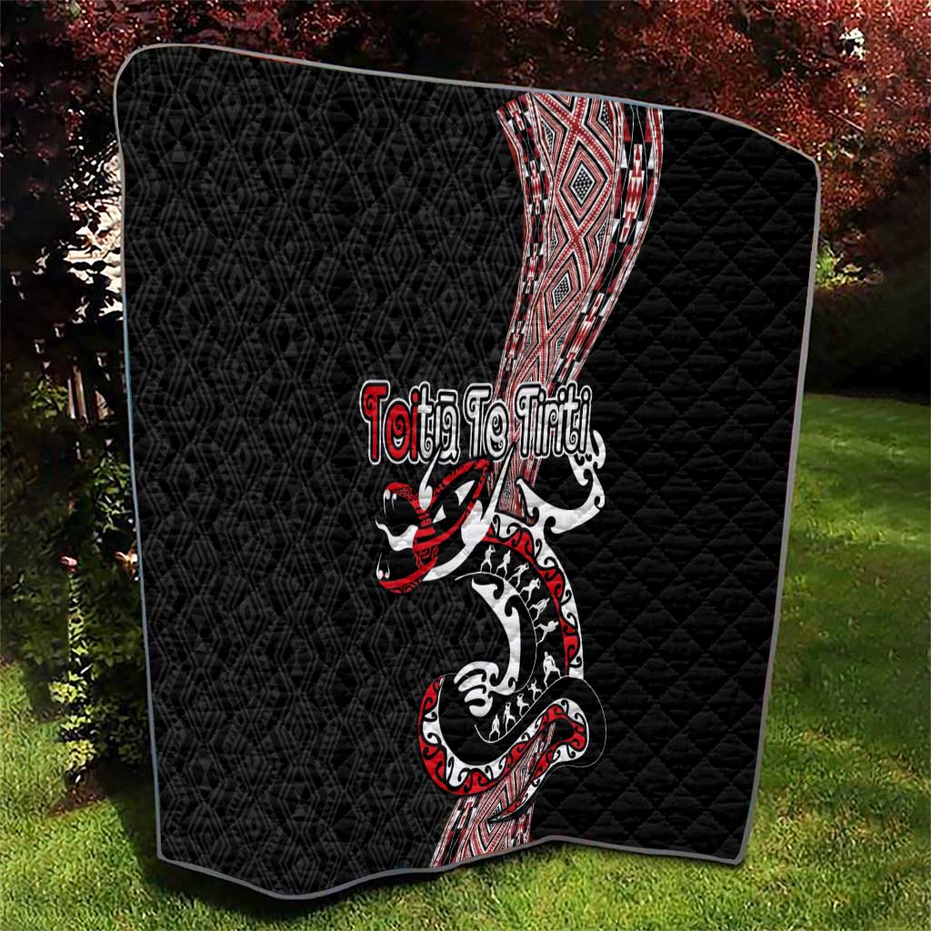 Aotearoa Toitu Te Tiriti Taniko Quilt Maori Taniwha Haka - Honour the Treaty LT03 - Polynesian Pride