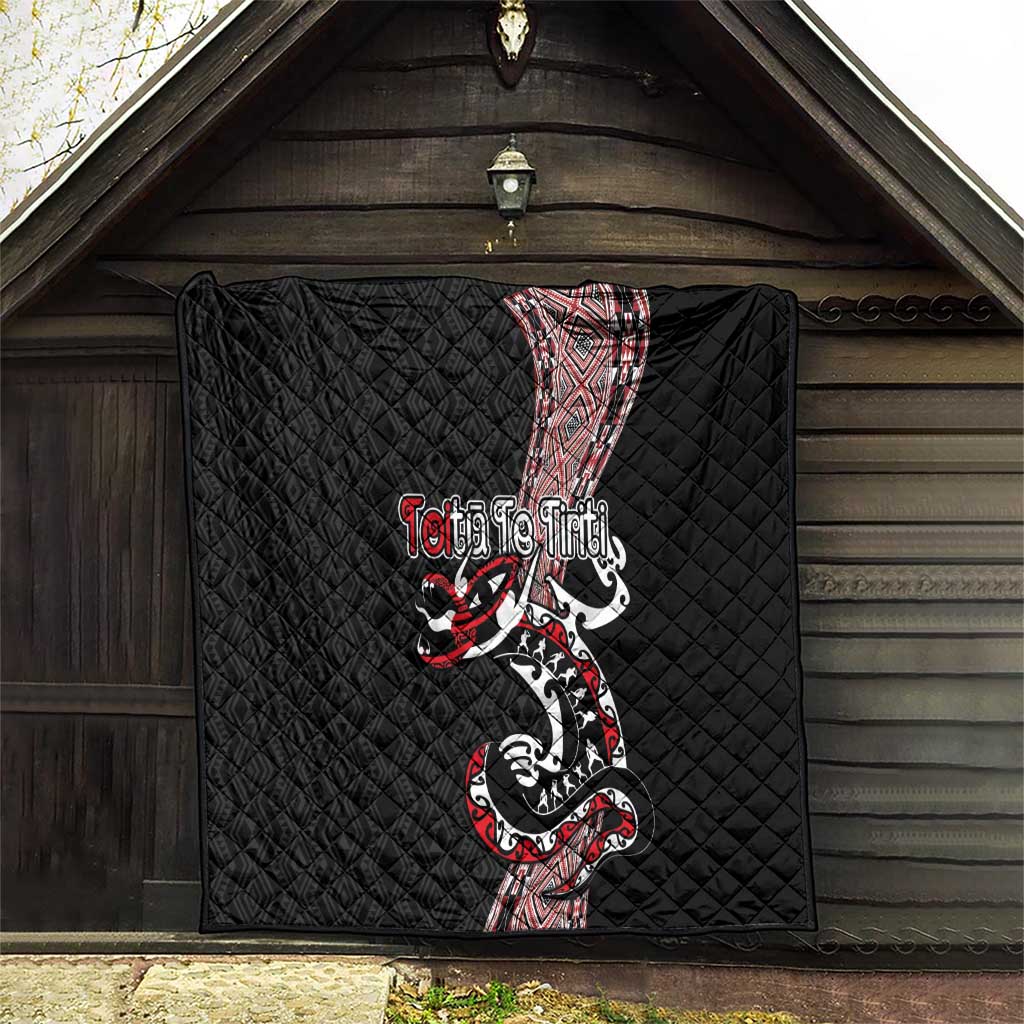 Aotearoa Toitu Te Tiriti Taniko Quilt Maori Taniwha Haka - Honour the Treaty LT03 - Polynesian Pride