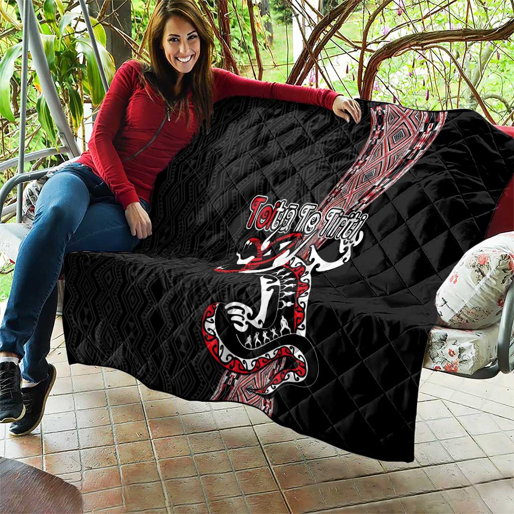 Aotearoa Toitu Te Tiriti Taniko Quilt Maori Taniwha Haka - Honour the Treaty LT03 - Polynesian Pride