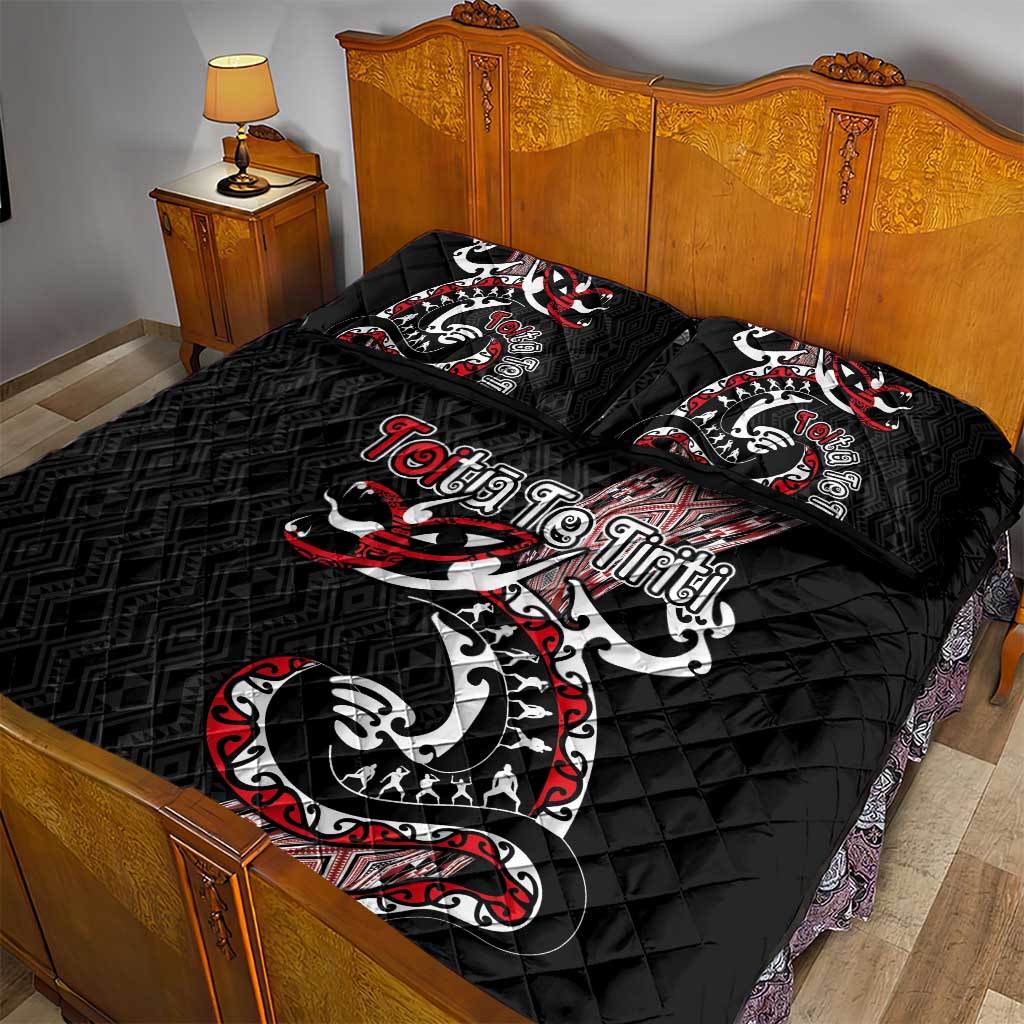 Aotearoa Toitu Te Tiriti Taniko Quilt Bed Set Maori Taniwha Haka - Honour the Treaty LT03 - Polynesian Pride