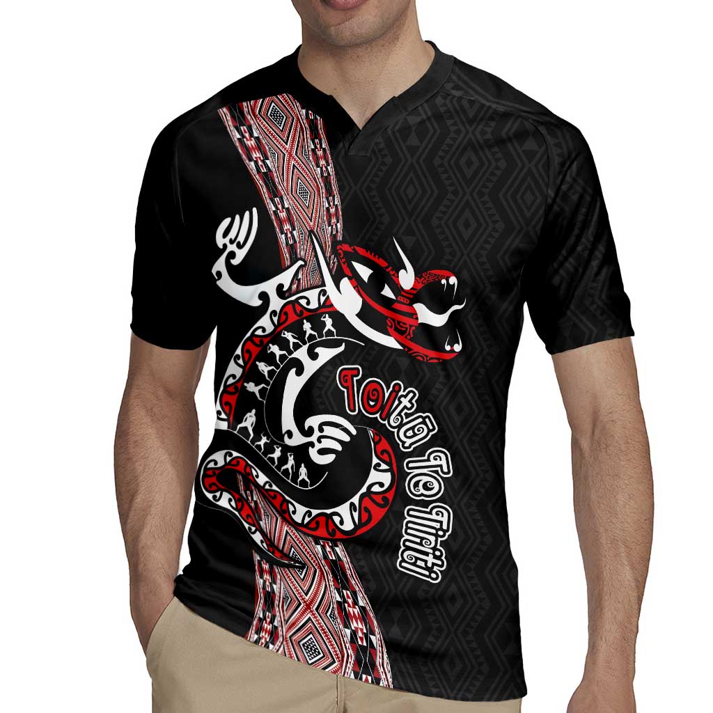 Aotearoa Toitu Te Tiriti Taniko Rugby Jersey Maori Taniwha Haka - Honour the Treaty LT03 - Polynesian Pride