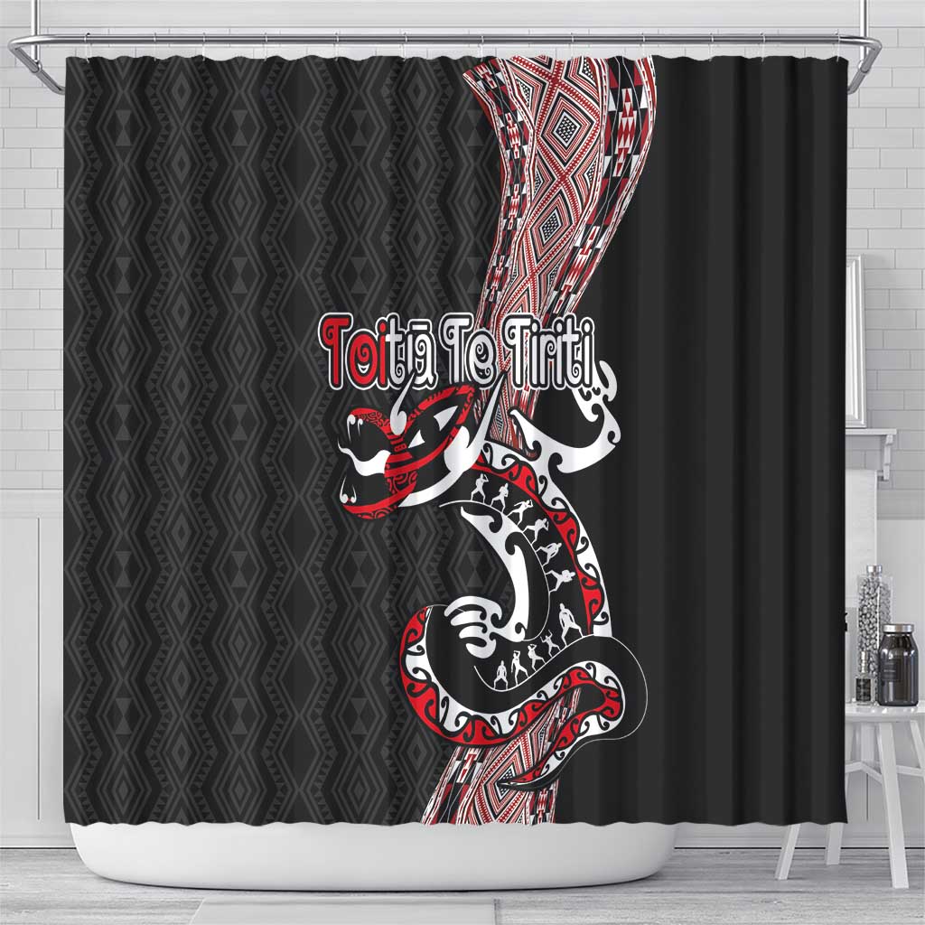 Aotearoa Toitu Te Tiriti Taniko Shower Curtain Maori Taniwha Haka - Honour the Treaty LT03 - Polynesian Pride