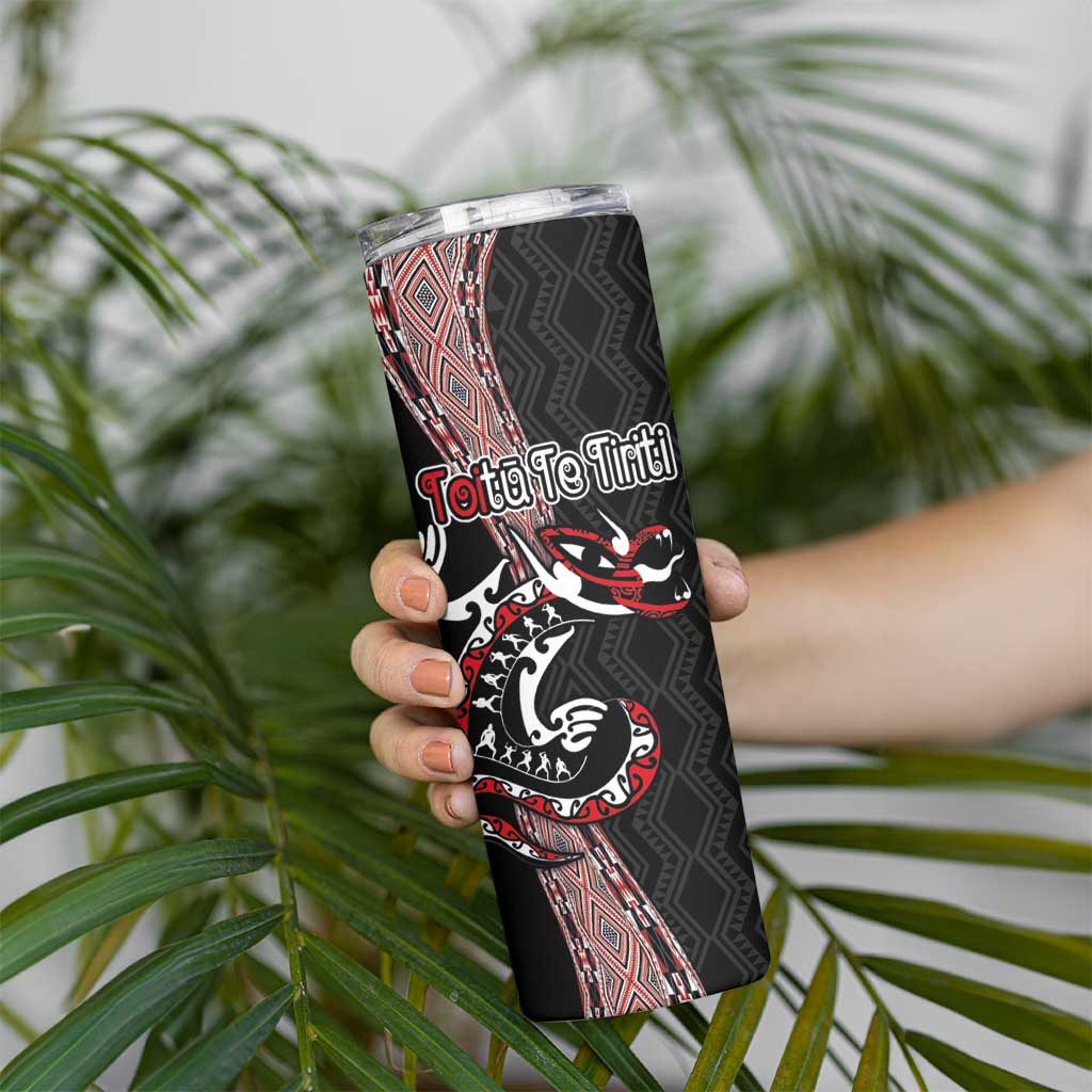 Aotearoa Toitu Te Tiriti Taniko Skinny Tumbler Maori Taniwha Haka - Honour the Treaty LT03 - Polynesian Pride