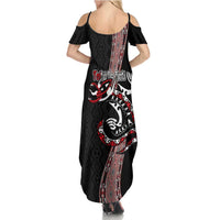 Aotearoa Toitu Te Tiriti Taniko Summer Maxi Dress Maori Taniwha Haka - Honour the Treaty LT03 - Polynesian Pride