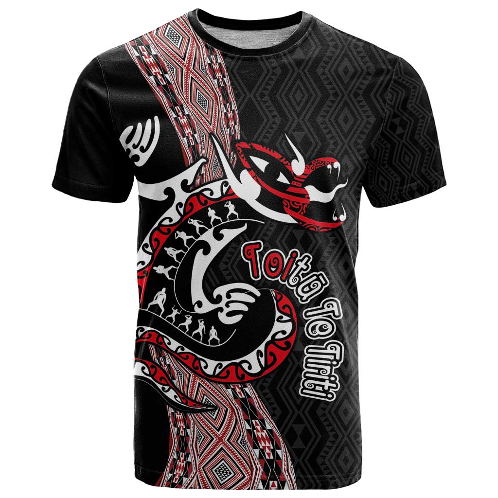Aotearoa Toitu Te Tiriti Taniko T Shirt Maori Taniwha Haka - Honour the Treaty LT03 Black - Polynesian Pride