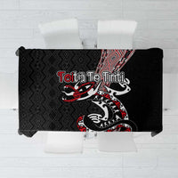 Aotearoa Toitu Te Tiriti Taniko Tablecloth Maori Taniwha Haka - Honour the Treaty LT03 Black - Polynesian Pride