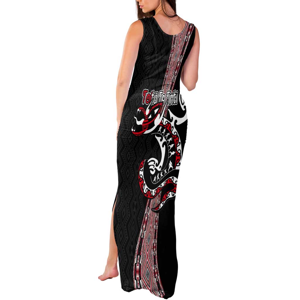Aotearoa Toitu Te Tiriti Taniko Tank Maxi Dress Maori Taniwha Haka - Honour the Treaty LT03 - Polynesian Pride