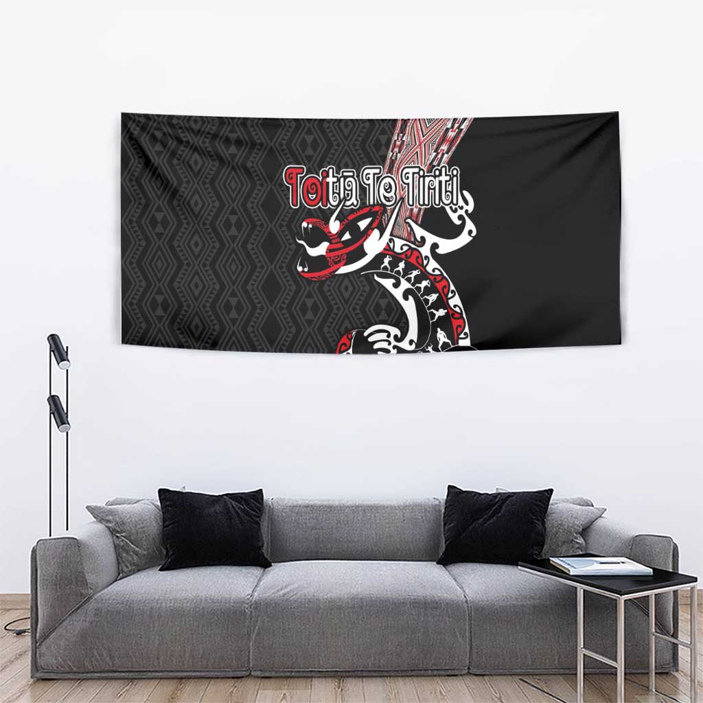 Aotearoa Toitu Te Tiriti Taniko Tapestry Maori Taniwha Haka - Honour the Treaty LT03 - Polynesian Pride