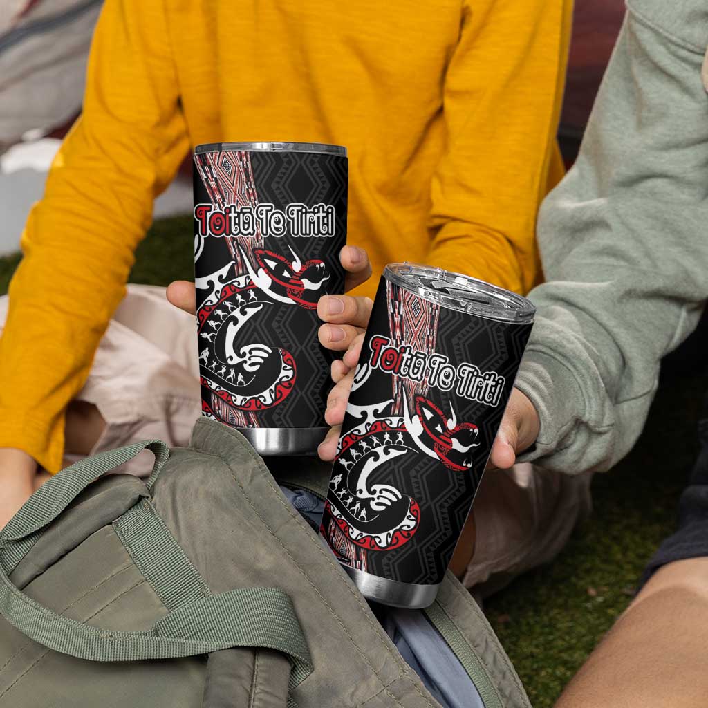 Aotearoa Toitu Te Tiriti Taniko Tumbler Cup Maori Taniwha Haka - Honour the Treaty LT03 - Polynesian Pride