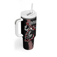 Aotearoa Toitu Te Tiriti Taniko Tumbler With Handle Maori Taniwha Haka - Honour the Treaty LT03 - Polynesian Pride