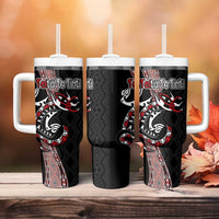 Aotearoa Toitu Te Tiriti Taniko Tumbler With Handle Maori Taniwha Haka - Honour the Treaty LT03 - Polynesian Pride