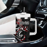 Aotearoa Toitu Te Tiriti Taniko Tumbler With Handle Maori Taniwha Haka - Honour the Treaty LT03 - Polynesian Pride