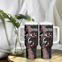 Aotearoa Toitu Te Tiriti Taniko Tumbler With Handle Maori Taniwha Haka - Honour the Treaty LT03 - Polynesian Pride