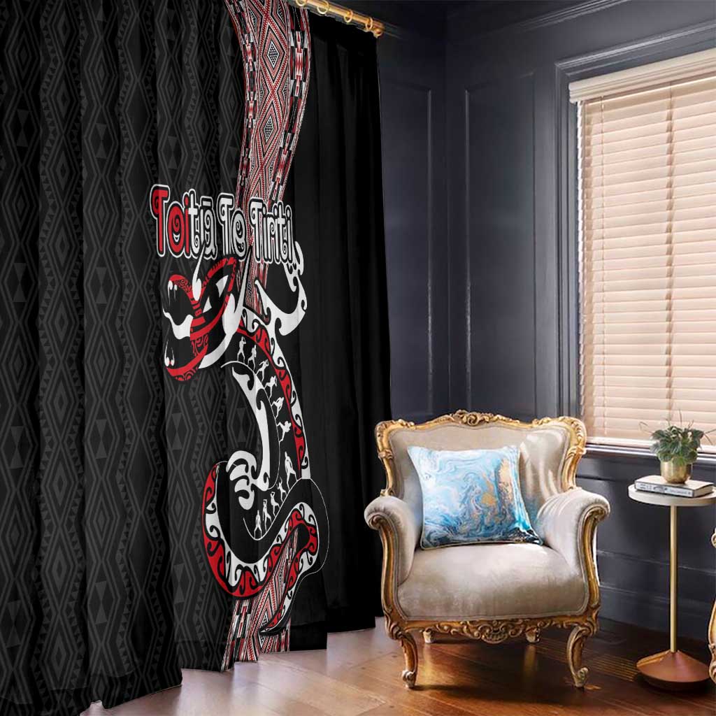 Aotearoa Toitu Te Tiriti Taniko Window Curtain Maori Taniwha Haka - Honour the Treaty LT03 - Polynesian Pride