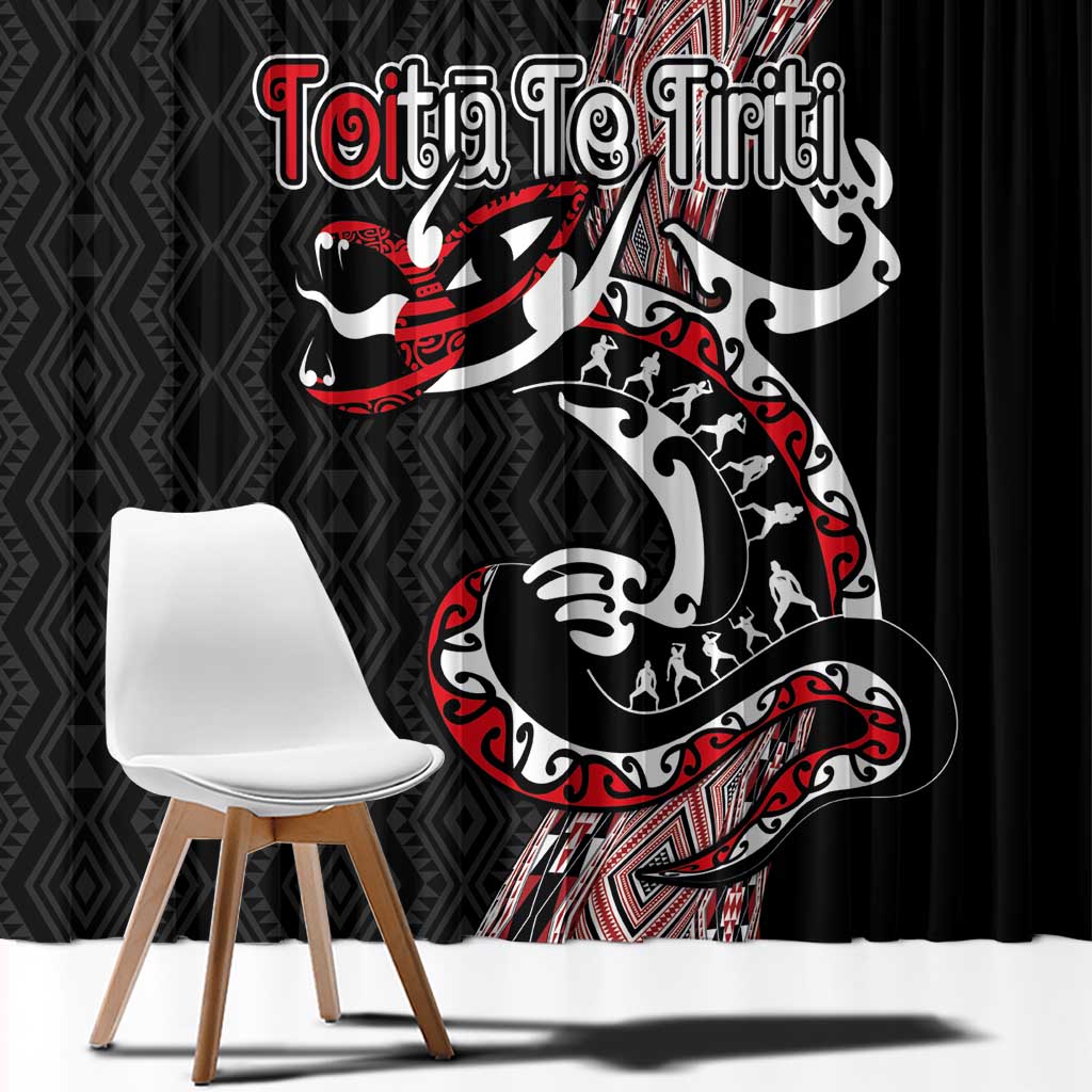 Aotearoa Toitu Te Tiriti Taniko Window Curtain Maori Taniwha Haka - Honour the Treaty LT03 - Polynesian Pride