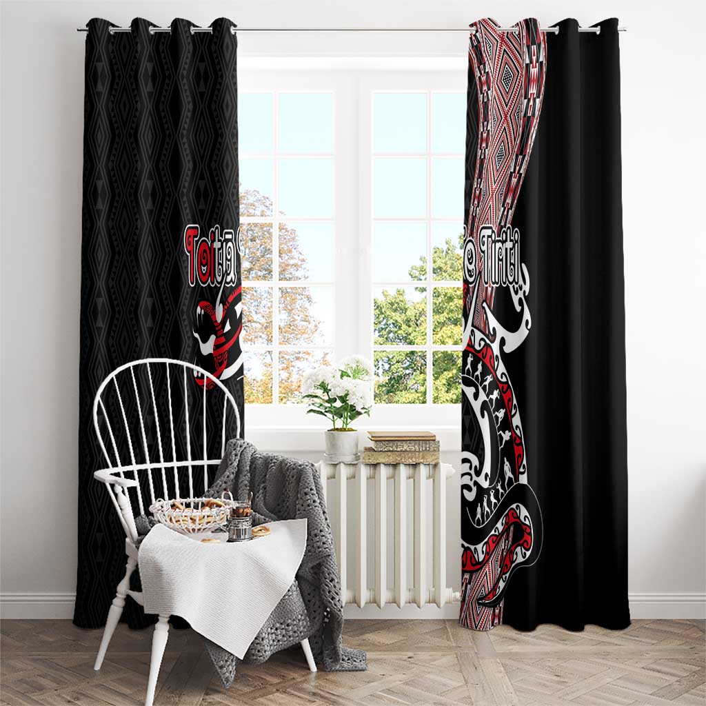 Aotearoa Toitu Te Tiriti Taniko Window Curtain Maori Taniwha Haka - Honour the Treaty LT03 - Polynesian Pride