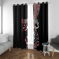 Aotearoa Toitu Te Tiriti Taniko Window Curtain Maori Taniwha Haka - Honour the Treaty LT03 With Grommets Black - Polynesian Pride