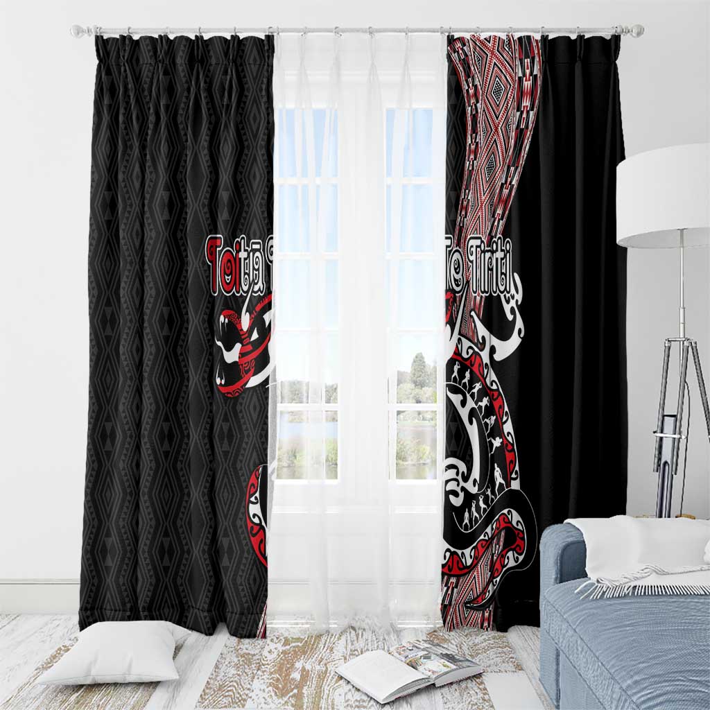 Aotearoa Toitu Te Tiriti Taniko Window Curtain Maori Taniwha Haka - Honour the Treaty LT03 - Polynesian Pride