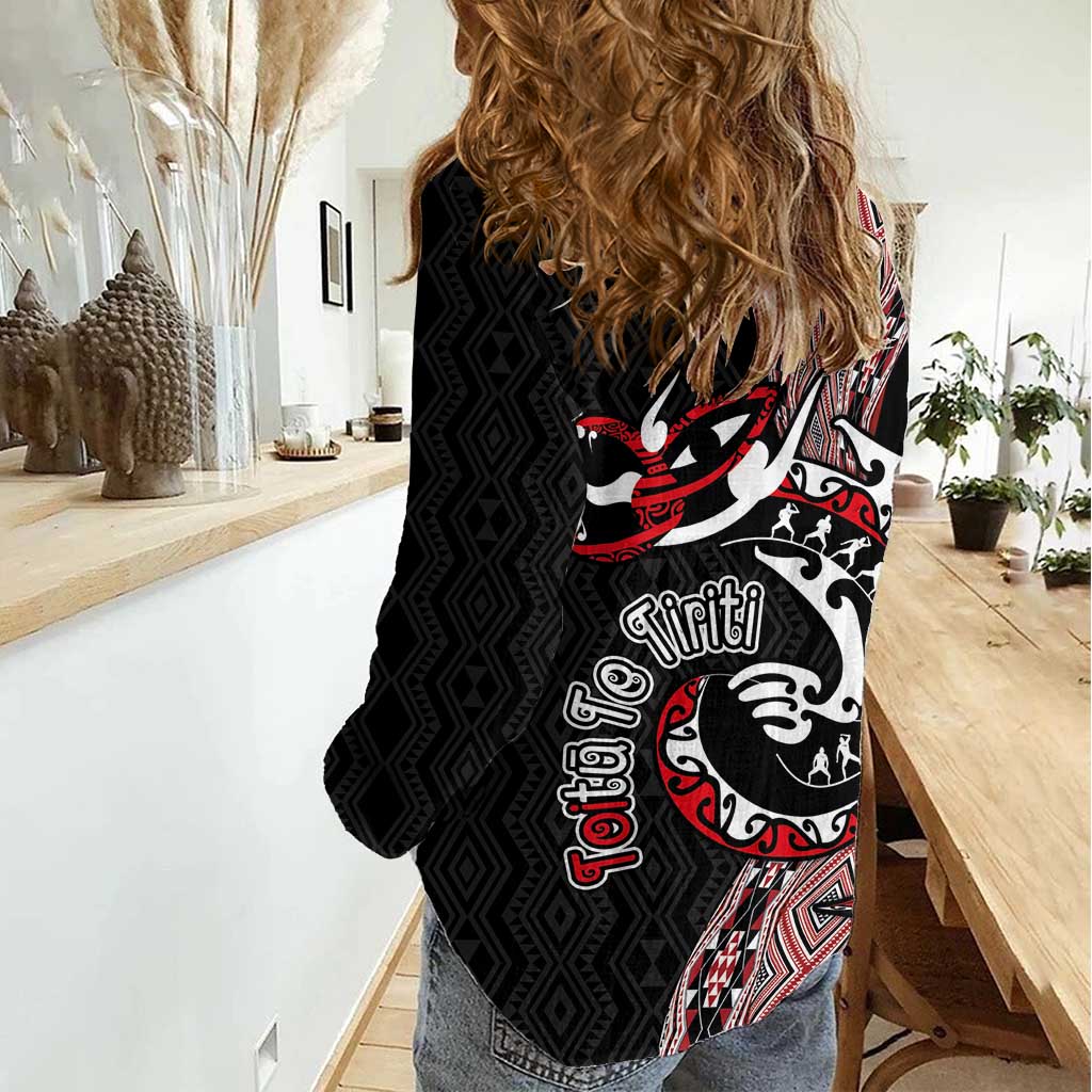 Aotearoa Toitu Te Tiriti Taniko Women Casual Shirt Maori Taniwha Haka - Honour the Treaty LT03 - Polynesian Pride