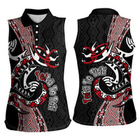 Aotearoa Toitu Te Tiriti Taniko Women Sleeveless Polo Shirt Maori Taniwha Haka - Honour the Treaty LT03 - Polynesian Pride