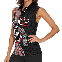 Aotearoa Toitu Te Tiriti Taniko Women Sleeveless Polo Shirt Maori Taniwha Haka - Honour the Treaty LT03 - Polynesian Pride